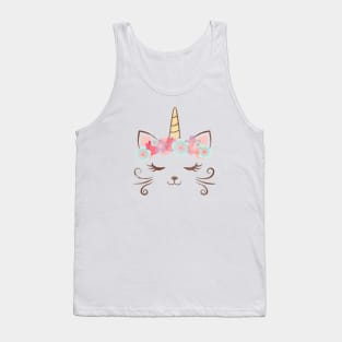 vintage Kawaii unicat, kitty kat, unicorn, flower crown, cute cat, cat party, unicat gift, cute unicorn, unicorn party, unicorncat, women's Tank Top